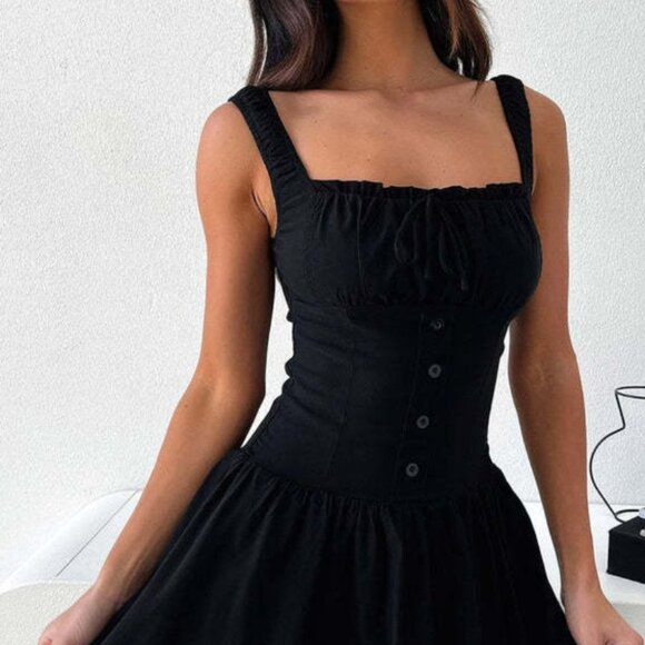 Decorative Button Square Neck Cami Dress - Picture 1 of 9